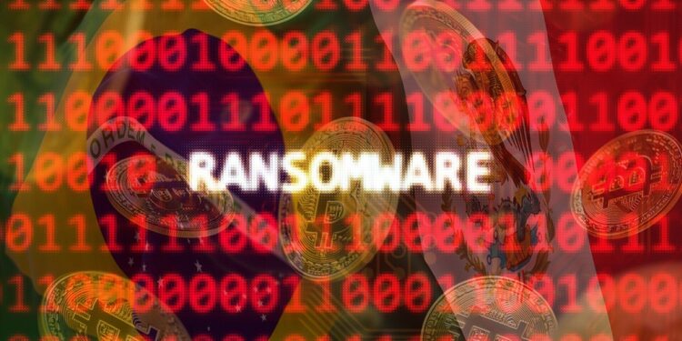 codigo de ransomware con monedas de bitcoin cayendo y banderas de brasil y méxico en el fondo