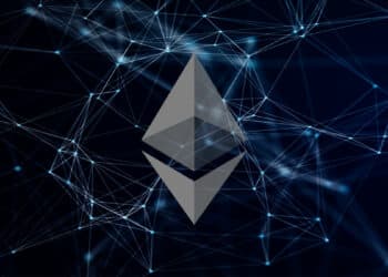 logo de ethereum en red digital