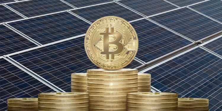 Paneles de energía solar y pilas de bitcoin
