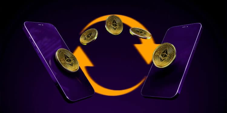 Ethereums pasando de un teléfono a otro