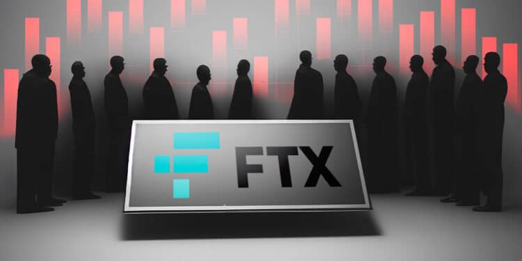 Comunidad y logode FTX con gráfico rojo