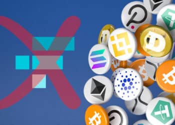 logo de FTX tachado junto a criptomonedas cayendo