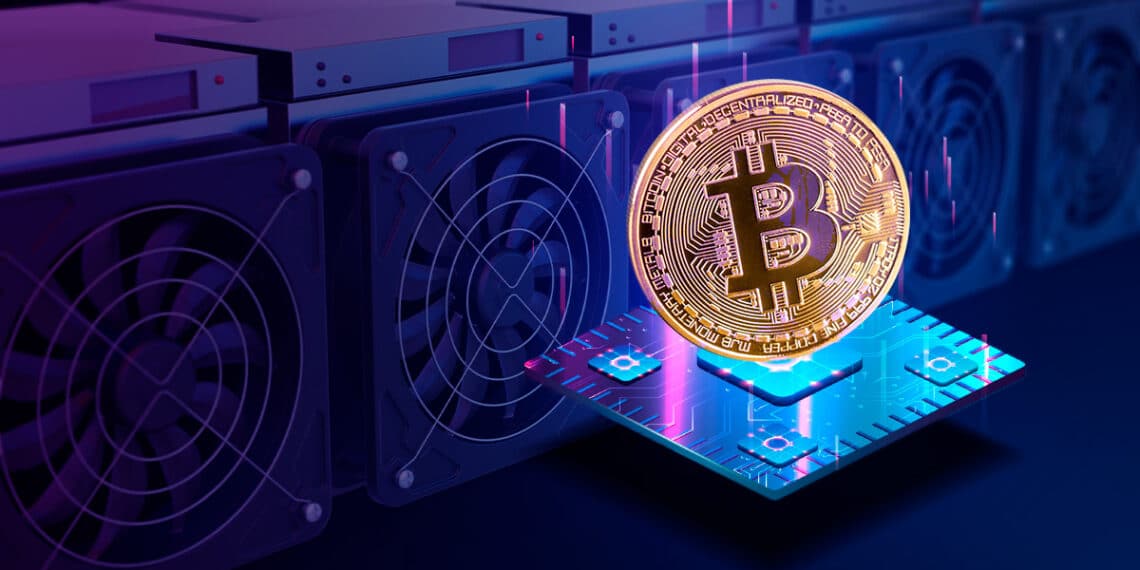 Chips junto a bitcoin y mineros.