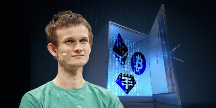 Vitalik Buterin junto a reserva de ethereum, bitcoin y tether.