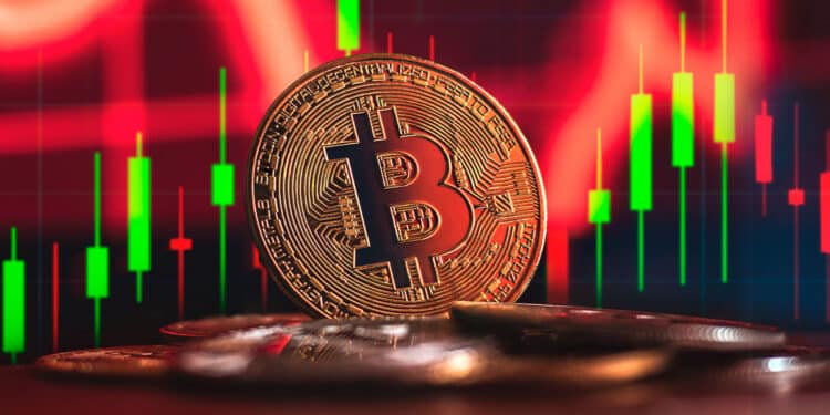 bitcoin y graficos verdes y rojos
