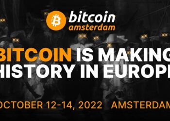 Pancarta promocional de la Conferencia Bitcoin Amsterdam 2022.