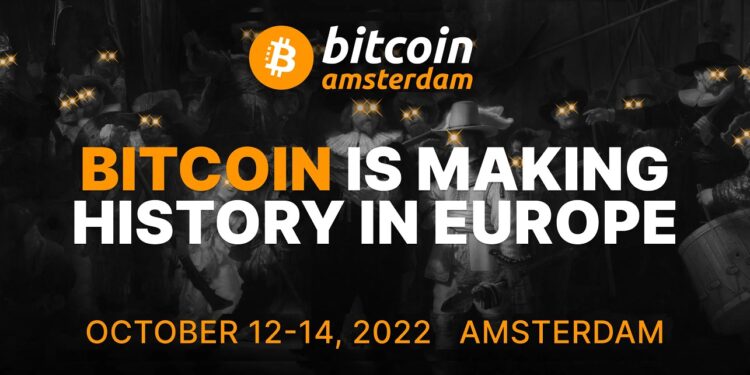Pancarta promocional de la Conferencia Bitcoin Amsterdam 2022.