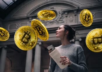 Museo y bitcoins con persona