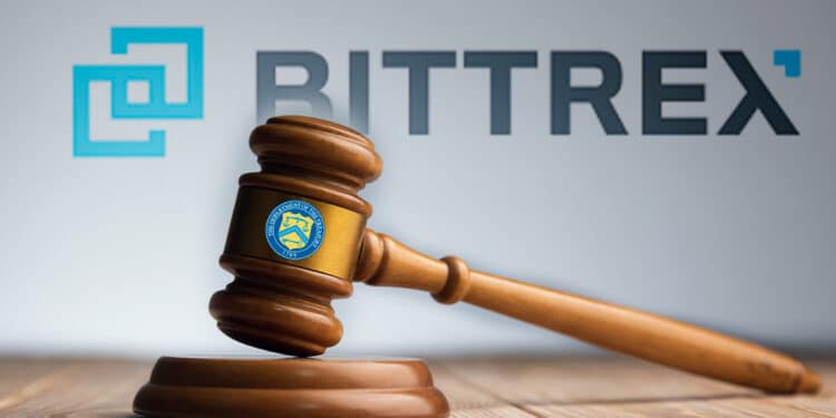 Maso de juez con logo de el Tesoro y Bittrex.