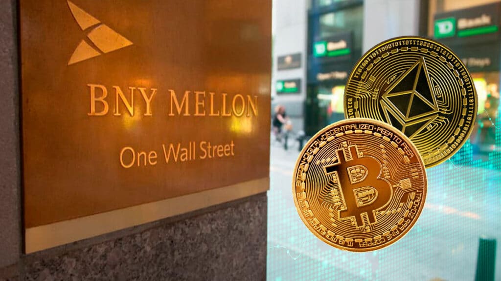 Fachada de BNY Mellon y ETH + BTC