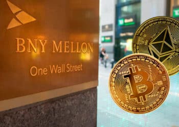 Fachada de BNY Mellon y ETH + BTC