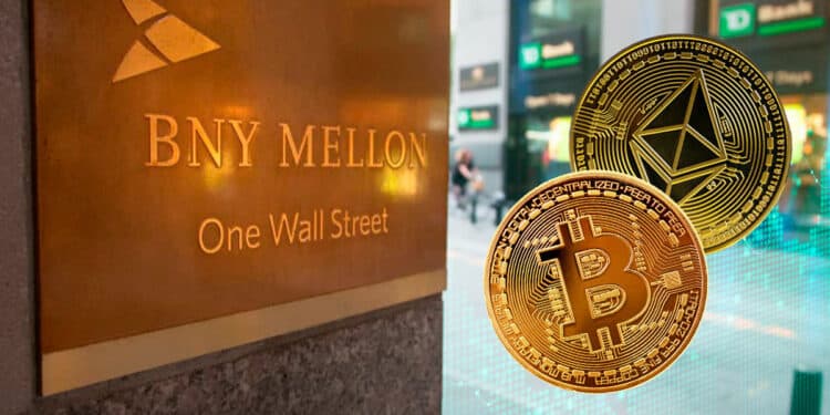 Fachada de BNY Mellon y ETH + BTC