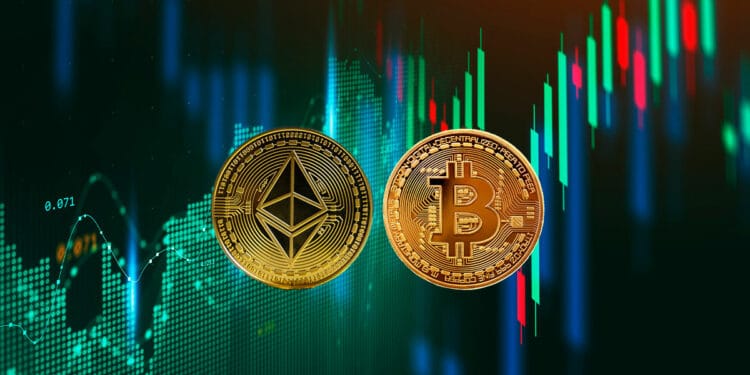 BTC y ETH con gráficos verdes de alza