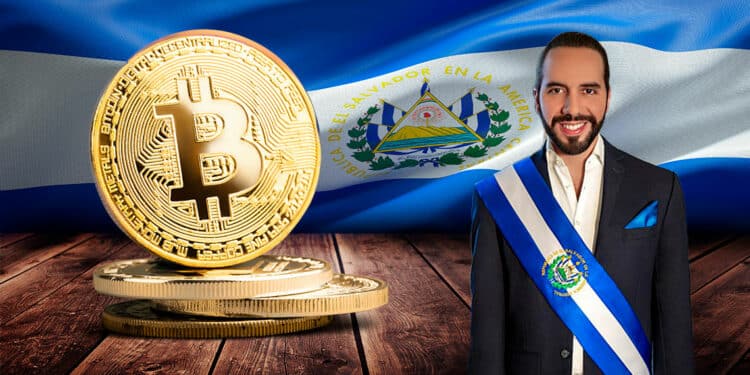 Bukele con BTC y bandera de El Salvador - comprar 1 BTC