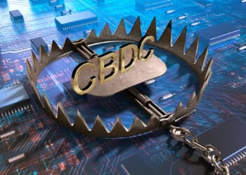 Trampa de osos con la palabra CBDC y fondo tecnológico
