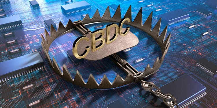 Trampa de osos con la palabra CBDC y fondo tecnológico