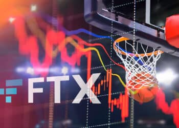 Logo de FTX junto a aro de baloncesto.