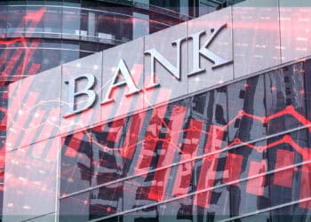 Banco y gráfico rojo