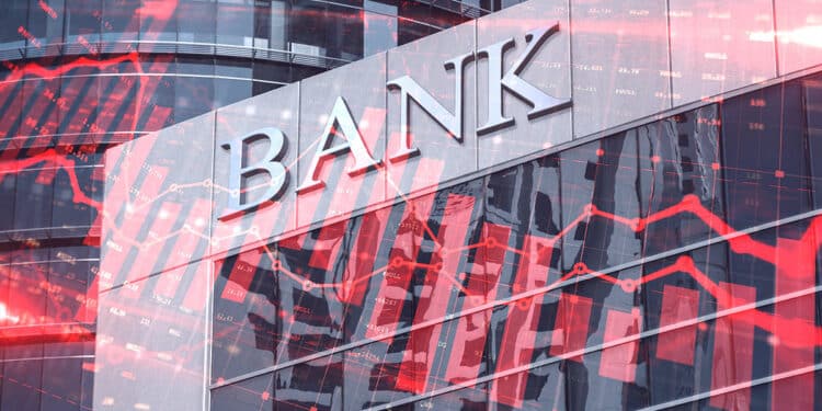 Banco y gráfico rojo