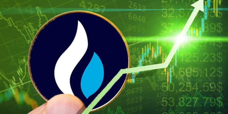 Token de huobi y gráfico verde en alza
