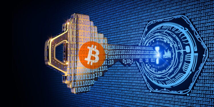 Llave con logo de bitcoin.