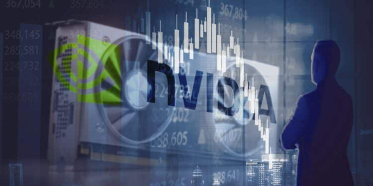 GPU junto a logo de NVIDIA.