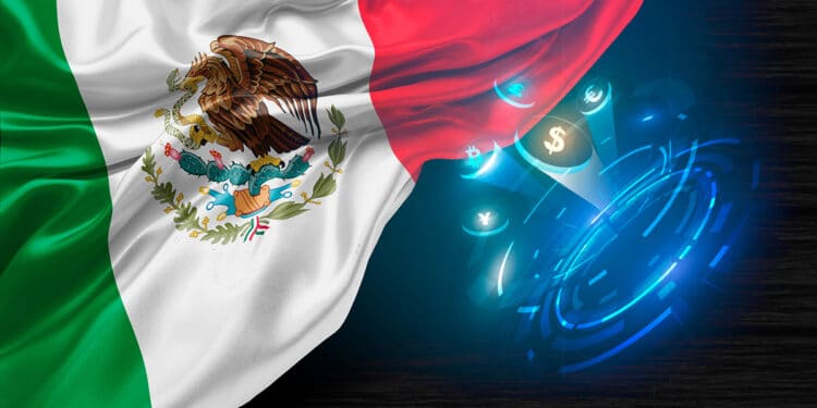 Bandera de México junto a remesas.