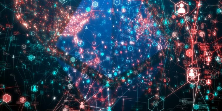 logo de ethereum en red de transacciones digitales