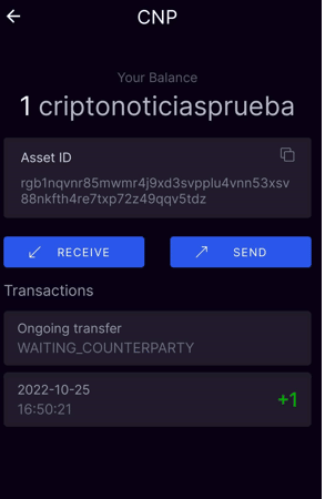 Interfaz de Iris Wallet.