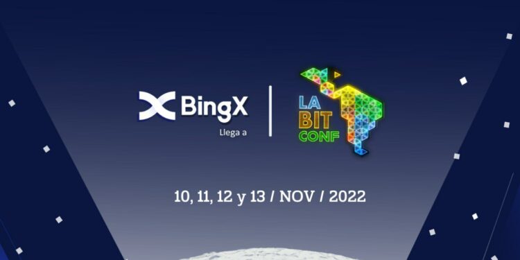 Logos del cripto exchange BingX y de la conferencia LABITCONF 2022