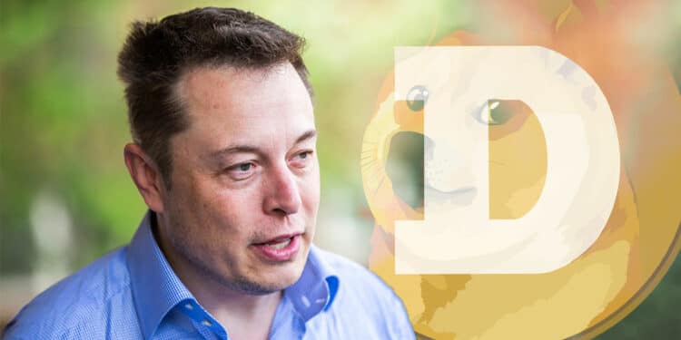 Elon Musk junto a dogecoin.