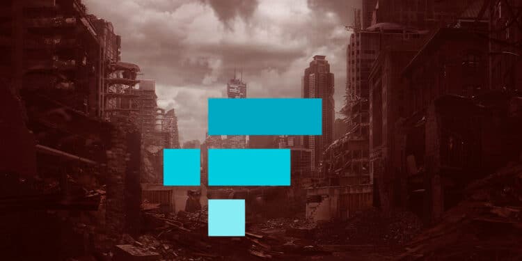 Mundo colapsado y logo de FTX