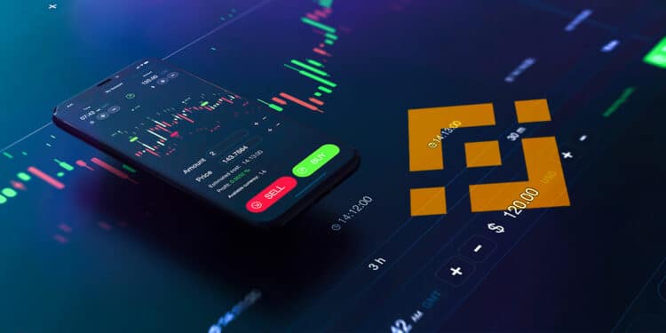 Binance con fondo de trading y teléfono