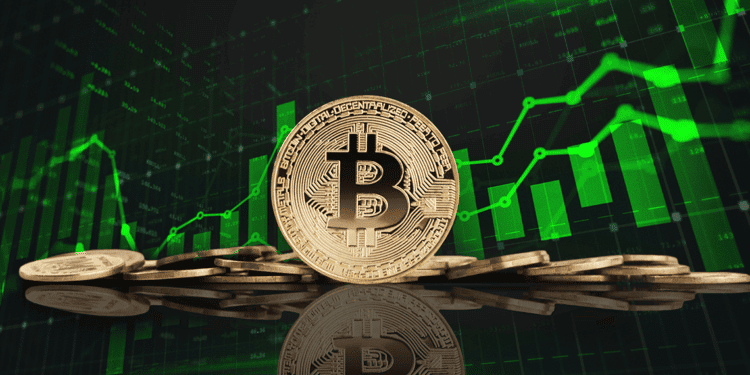 Bitcoin con un gráfico alcista.
