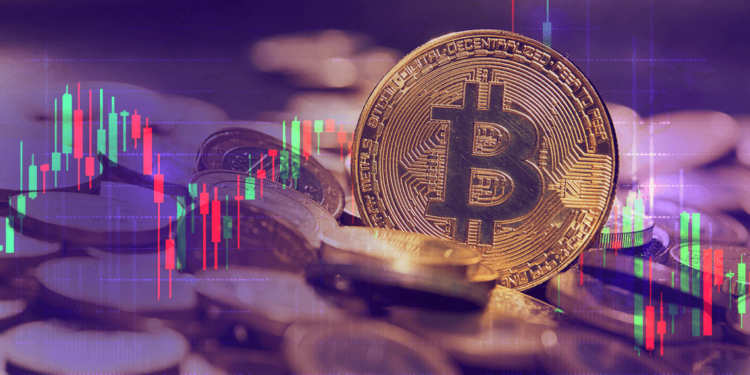 Bitcoin con gráfico de mercado.