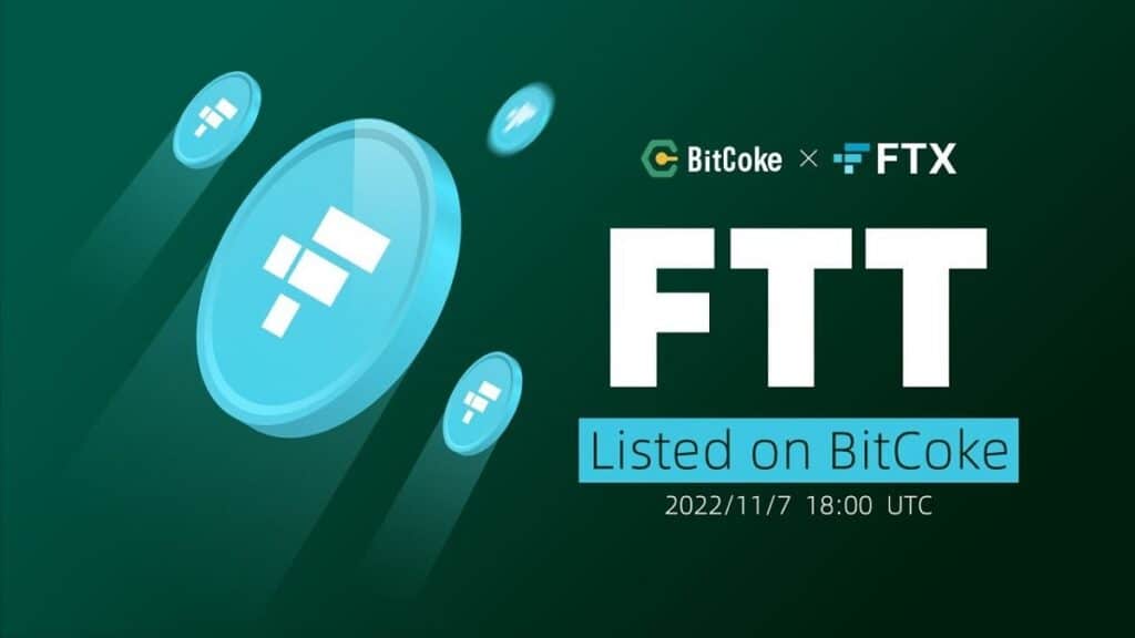 image compartida por BitCoke anunciando el listado del token de FTX, FTT, en el exchange poco antes de que se conociera la crisis de liquides de FTX