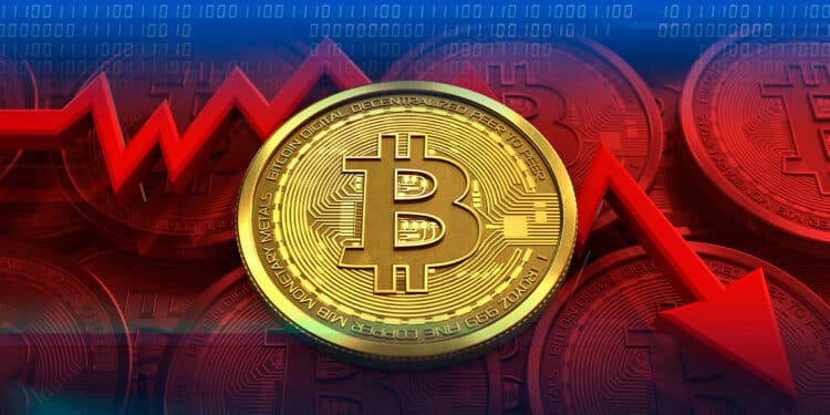 Bitcoin con gráfico en rojo