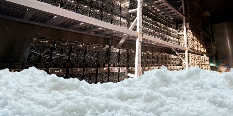 mineros de btc con nieve