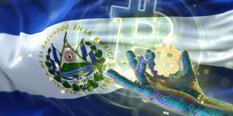 Bitcoin y la bandera de El Salvador.