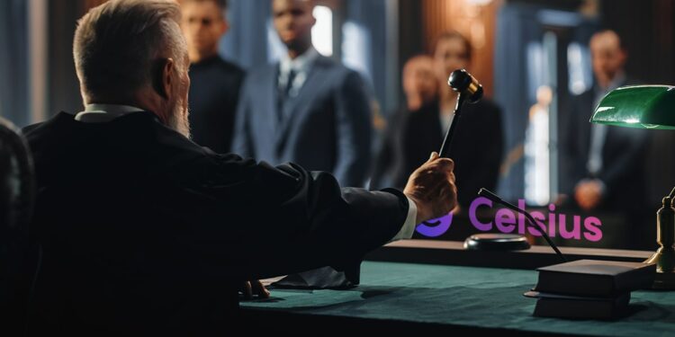juez cerrando caso de celsius exchange en Juicio en frente de grupo de personas involucradas