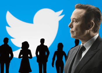 Elon Musk junto a logo de twitter y usuarios.