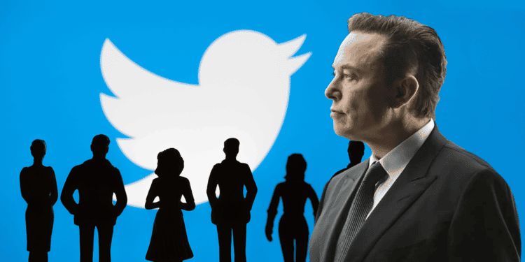 Elon Musk junto a logo de twitter y usuarios.