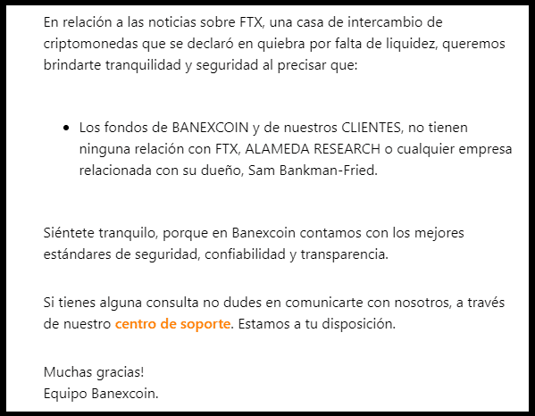 Correo enviado por Banexcoin.