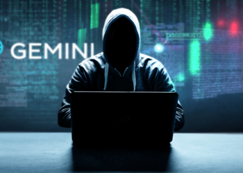 Hacker junto a logo de exchange Gemini.