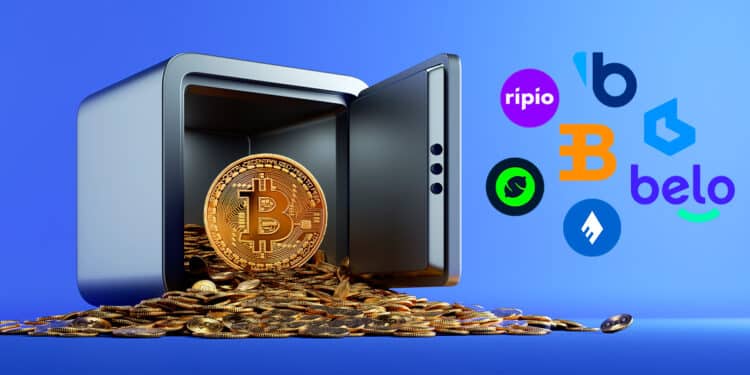 Reserva de bitcoins junto a logo de exchanges de LATAM.