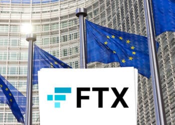 Banderas de Europa junto a logo de FTX.