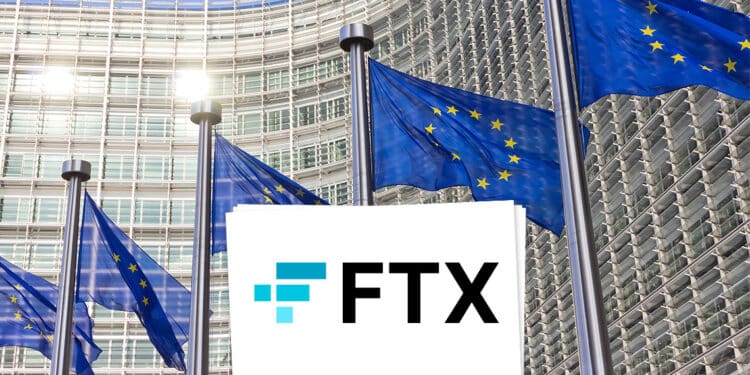 Banderas de Europa junto a logo de FTX.