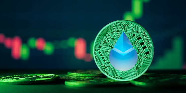 Criptomoneda Lido con gráficos verdes
