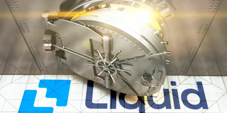 Boveda cerrándose con logo de Liquid