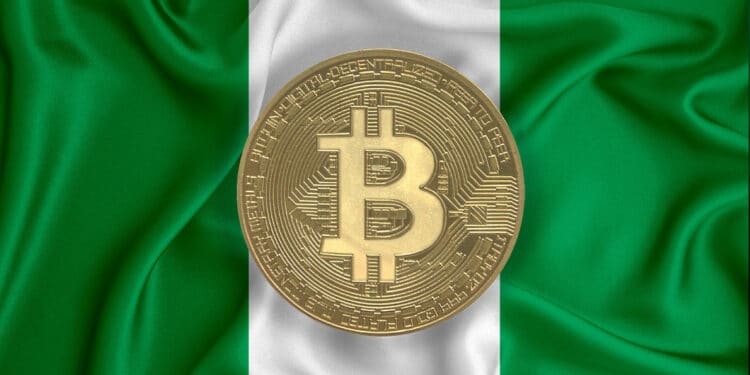 Bandera de Nigeria y BTC